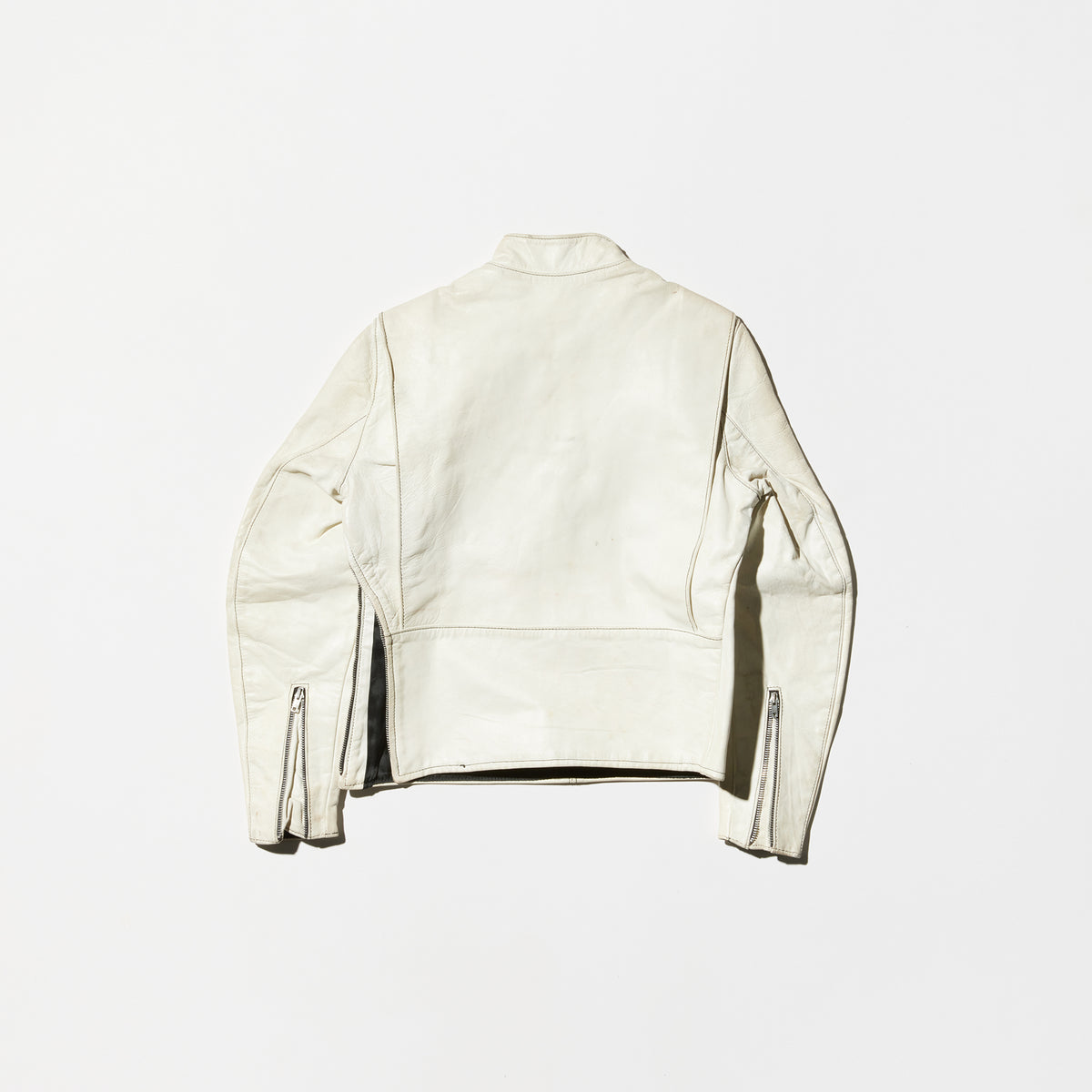 Vintage white leather on sale jacket