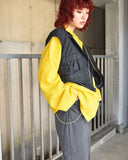 Vintage 1980s《En Chante》Shirring Cotton×Nylon Vest