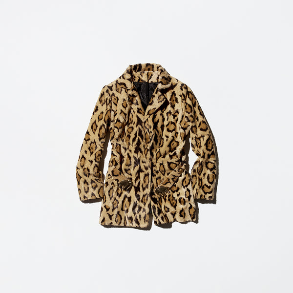 Vintage《Young Generations》Short Hair Fake Fur Leopard Jacket