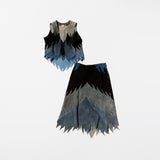 Vintage Patch Work Suede Vest&Skirt