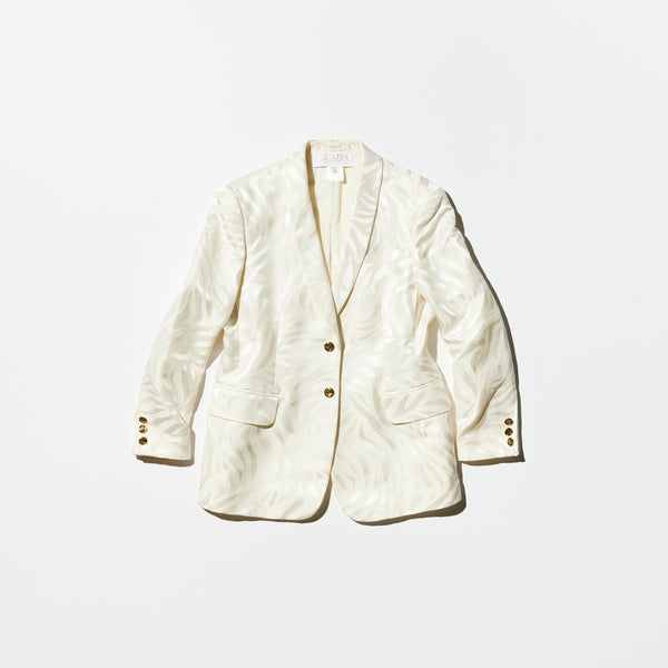 Vintage《ESCADA》White×White Zebra Patterned Tailored Jacket