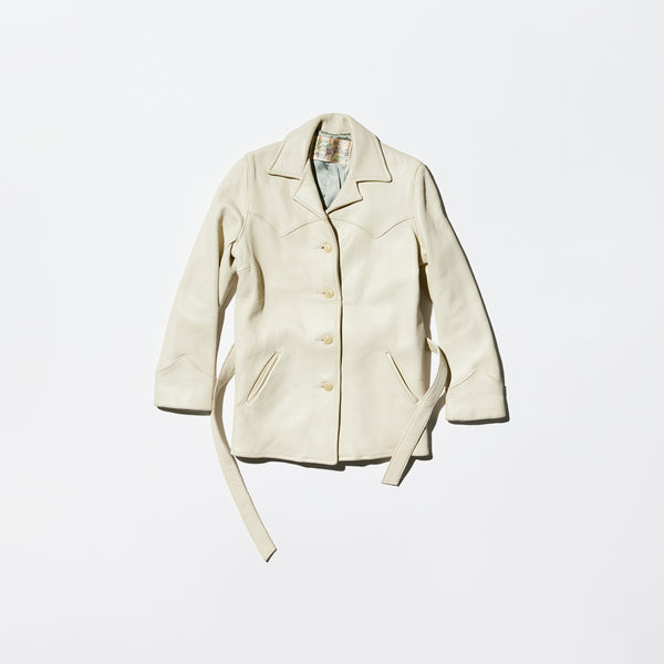 Vintage《Custom Sportswear》White Leather Jacket