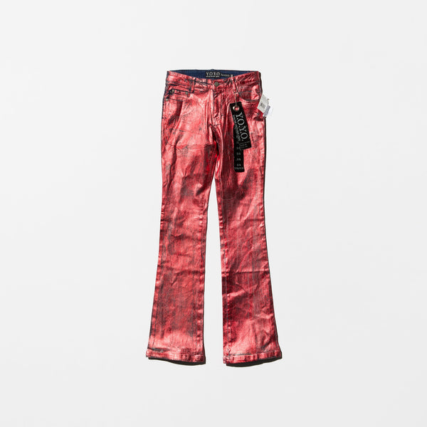 Vintage《Y.O.Y.O》Metallic Red Coating Flare Pants