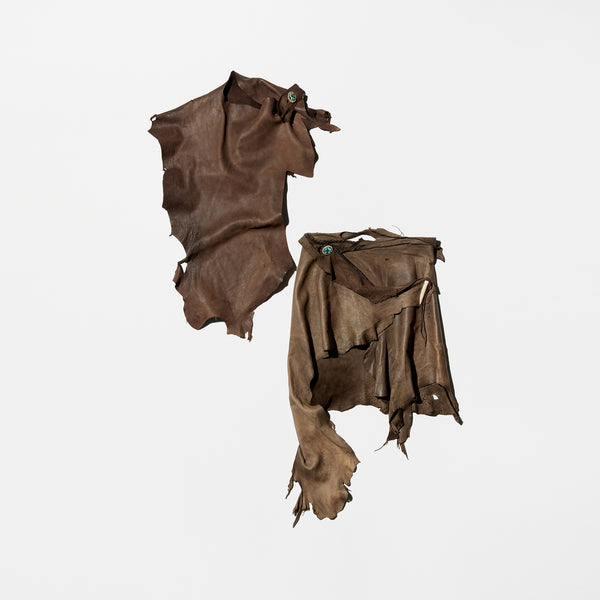 Vintage Rough Out Leather Tops&Rap Skirt Set-up