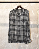 Vintage 1950s Black×Gray×White Boro Ombre Check Rayon Shirt