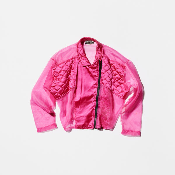 Vintage《marnie WEST》Sheer Fabric shocking Pink Rider's Jacket