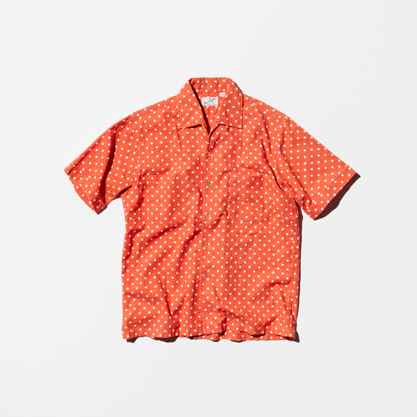 Vintage《Don Soper》Italian Collar Dots Orange Shirt