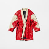 Vintage《KAMYOS》Red×White Switching Leather Coat