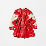 Vintage《KAMYOS》Red×White Switching Leather Coat