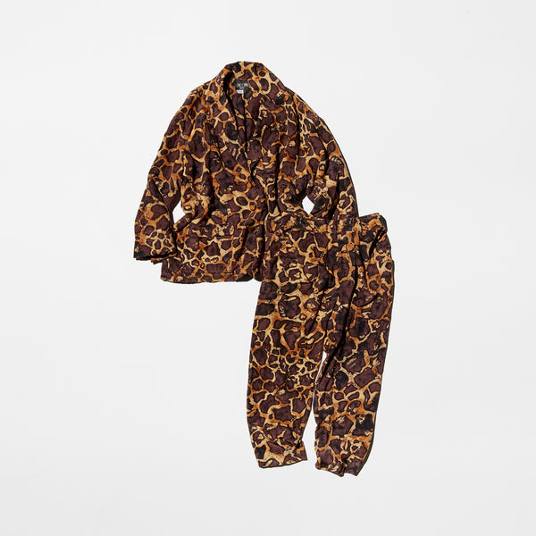 Vintage《gene ewing BIS》Abstract Giraffe Patterned Silk Jacket&Pants Set-up