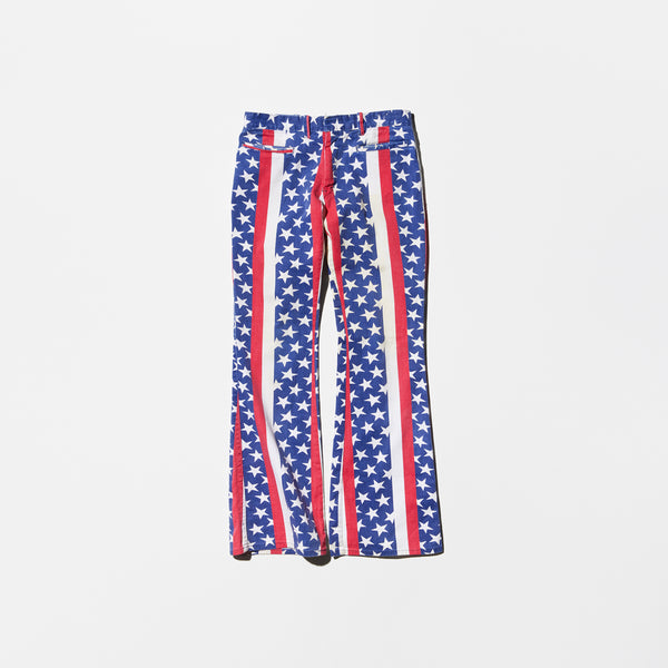 Vintage《Male》70s Stars and Stripes Patterned Boots-cut Pants