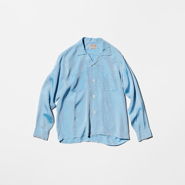 Vintage《Paddle & Saddle》Shiny Blue Open-collar Shirt