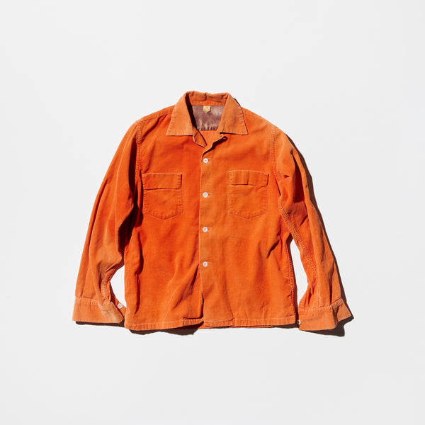Vintage Orange Corduroy Open-collar Shirt