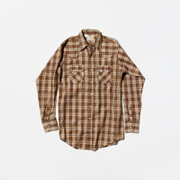 Deadstock Vintage《DEE CEE BRAND》Gold Thread Brown Plaid Western Shirt