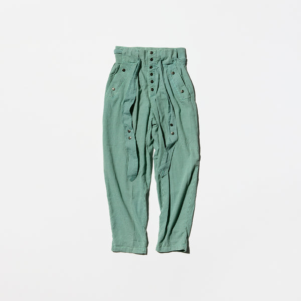 Vintage《ELLIE'S MATCHES》Green Gingham Check High-waist Pants