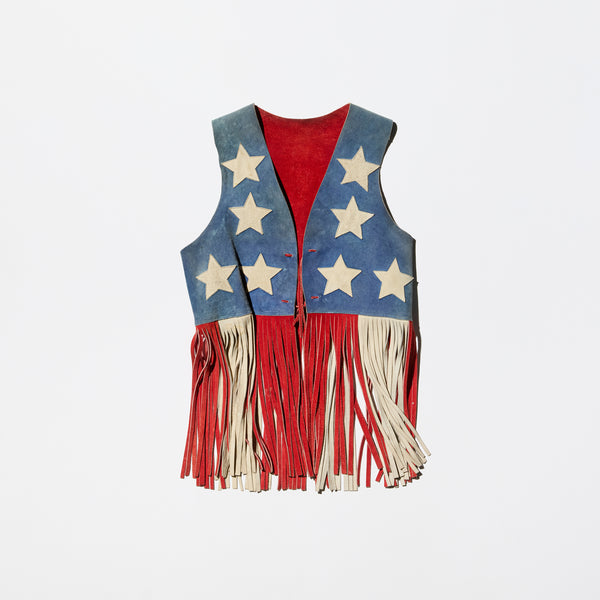 Vintage “Stars and Stripes” Fringe Leather Vest