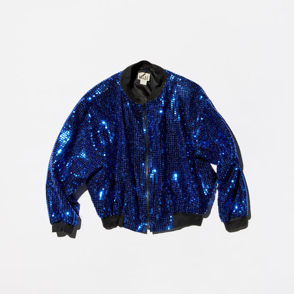 Vintage《GUIDE》Blue Glitter Bomber Jacket