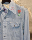 Vintage 1970s《Montgomery Ward》 “CHERYL” Embroidered Distressed Chambray Western Shirt
