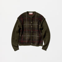 Vintage《Jantzen》Switching Sleeves Plaid Mohair Cardigan