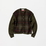 Vintage《Jantzen》Switching Sleeves Plaid Mohair Cardigan