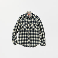 Vintage《miller western wear》Black&White Plaid Wool Western Shirt