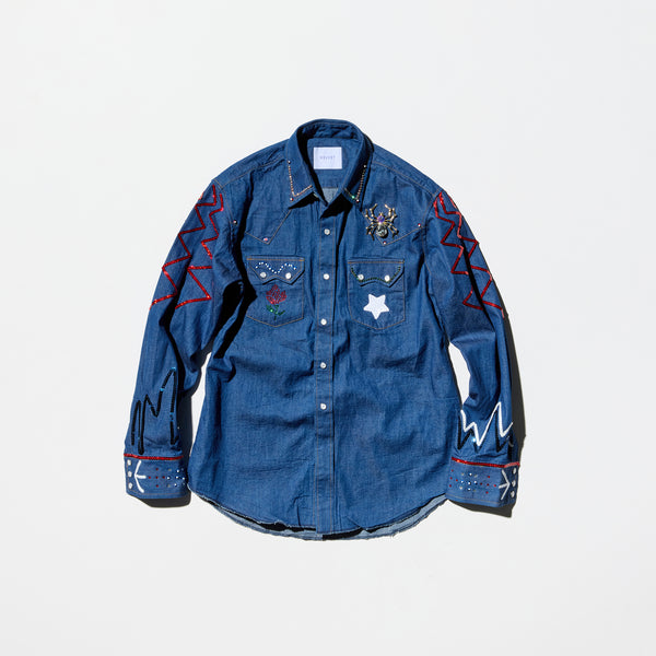 《VELVET》Original Edition “VELVET FORMATION” Sequin Denim Shirt
