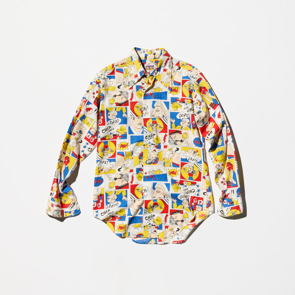 Vintage《DESIGN BY MYKE WEBER》70S American Comics Patterned Shirt