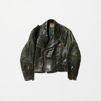 Vintage《HAELSON》Deep Green Double-breasted Leather Riders Jacket