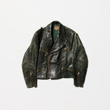 Vintage《HAELSON》Deep Green Double-breasted Leather Riders Jacket