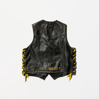 Vintage “GOT WEED?” Black Leather Vest