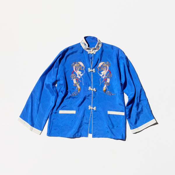 Vintage Blue Silk China Shirt