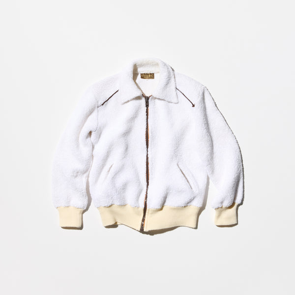 Vintage《chevalire》White Pile Rib Zip-up Jacket