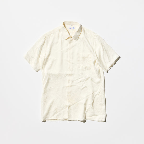Vintage《和藍》Abstract Patterned White Silk Shirt