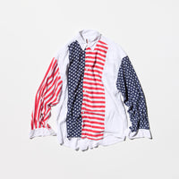 Vintage《CAMICIA》Stars snd Stripes Patterned All Rayon Shirt