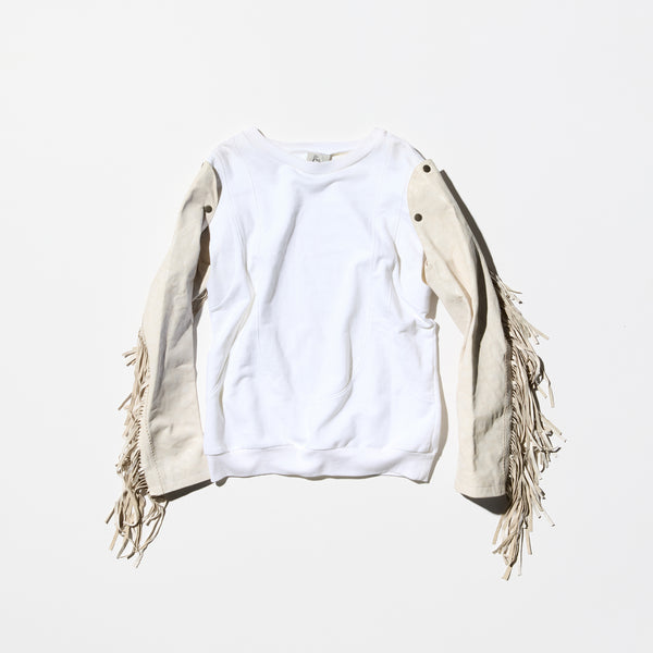 Archive《Preen》 Sweatshirt with Removable Leather Fringe Sleeves