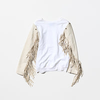 Archive《Preen》 Sweatshirt with Removable Leather Fringe Sleeves