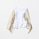 Archive《Preen》 Sweatshirt with Removable Leather Fringe Sleeves