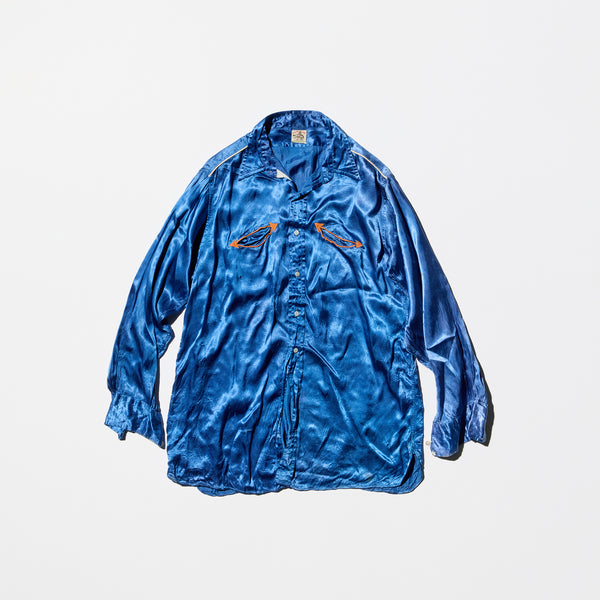 Vintage 50s《JUBILEE》Boro Blue Satin Western Shirt