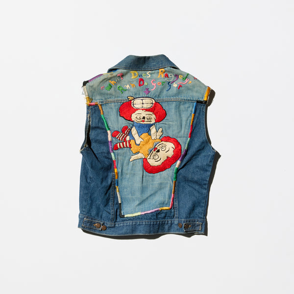 Vintage 70s “Raggedy Ann & Andy” Having Sex Embroidered Denim Vest