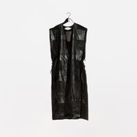 Vintage 70s Hand Made Black Suede×Smooth Leather×Lace-up Long Vest