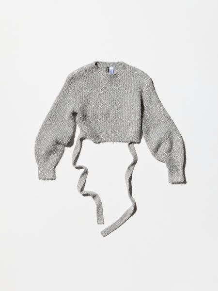 Vintage Silver Glitter Short Length Sweater