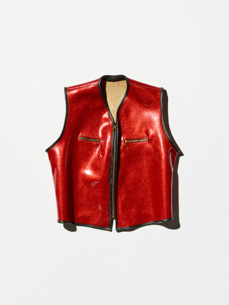 Vintage 50s Red Glitter PVC Vest for MEN