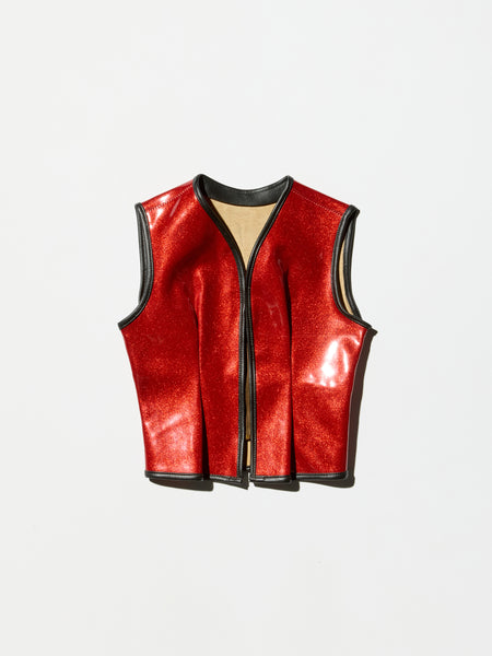 Vintage 50s Red Glitter PVC Vest for WOMEN