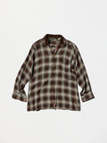 Vintage 1950s Brown×Black×White Boro Ombre Check Rayon Shirt
