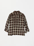 Vintage 1950s Brown×Black×White Boro Ombre Check Rayon Shirt