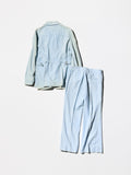 Vintage《Wescou》Pale Blue Cotton Bush Jacket&Flare Pants Set-up