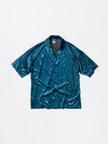 Vintage《hoaxe》Metallic Green-blue Geometric-pattern Shirt