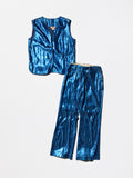 Vintage 1960-70s《H BAR C》Blue Glitter Vest&Flare Pants Set-up