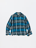Vintage 1950s 《TOWNCRAFT》Blue Plaid Open-collar Silk Shirt