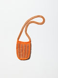Vintage Orange Knit×Pull Tab Shoulder Bag